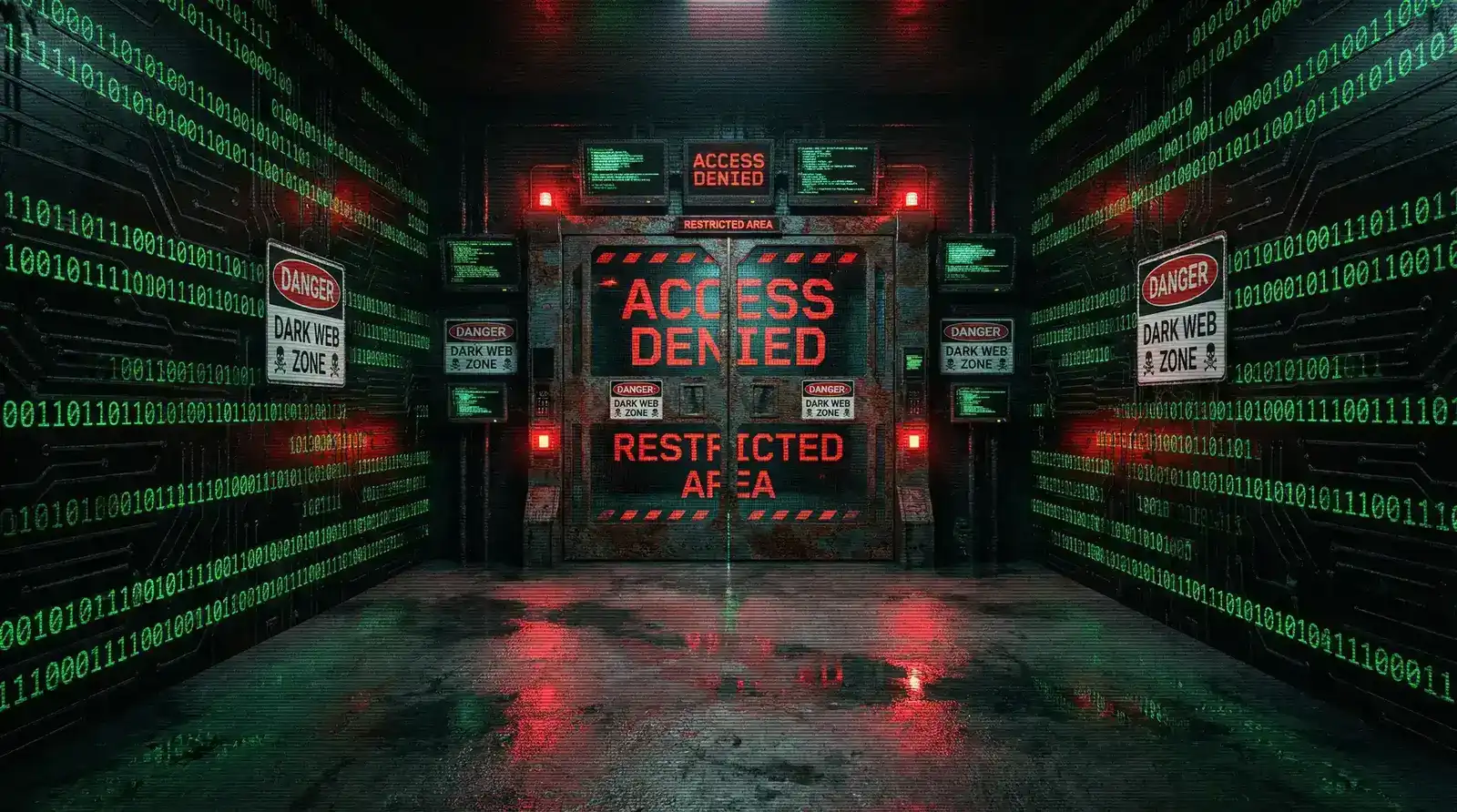 暗网吃瓜 禁区数字大门与警告标识